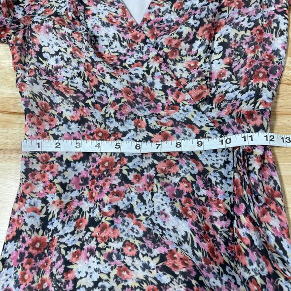 Allsaints NWT Delana Wilde Floral Wrap Chiffon Dress Size XS *Small Tear at Hem - Picture 7 of 9